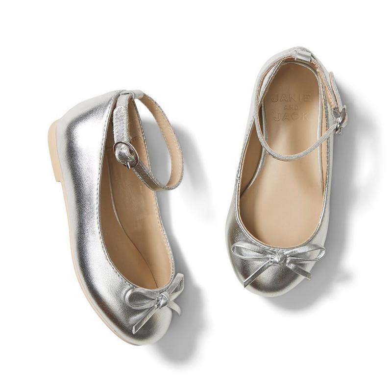 Metallic Ankle Strap Bow Ballet Flat - Janie And Jack
